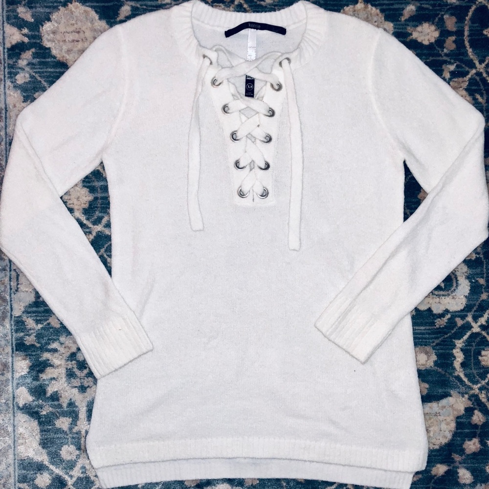 Kensie Lace Up Sweater